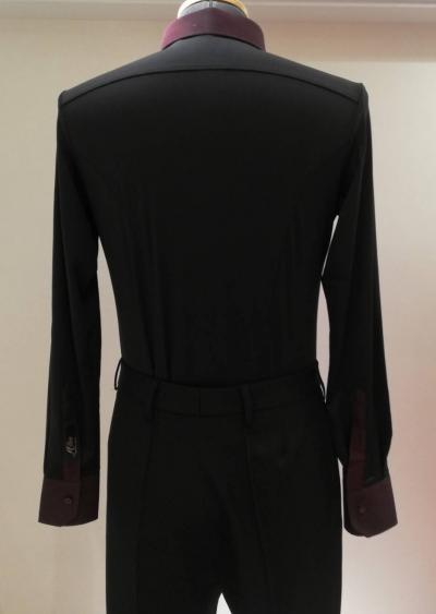 Armando　メンズシャツ/袖襟ボルドー　ブラック